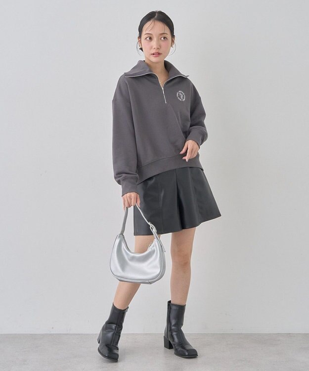 earth music&ecology ハーフＺＩＰプルオーバー Charcoal Gray