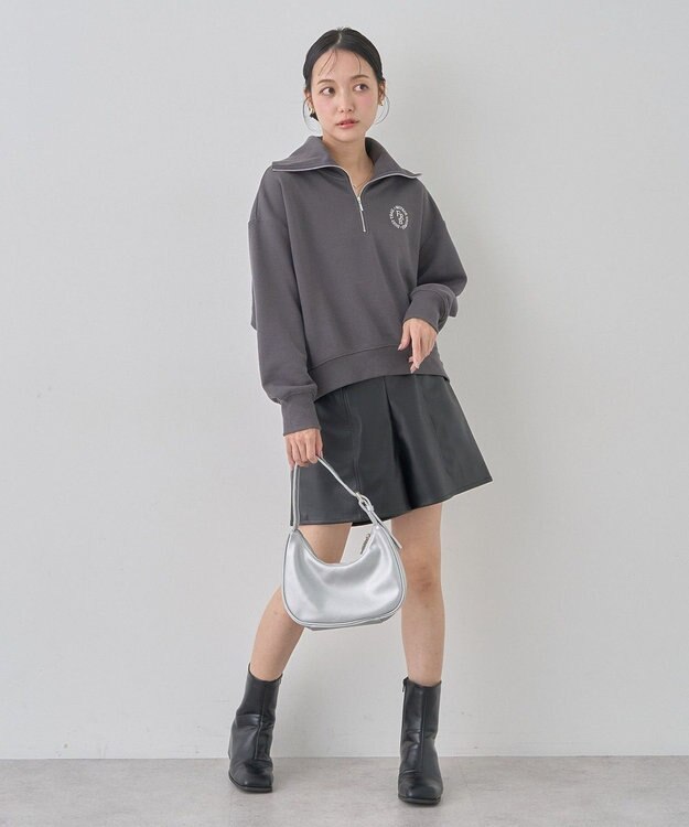 earth music&ecology ハーフＺＩＰプルオーバー Charcoal Gray