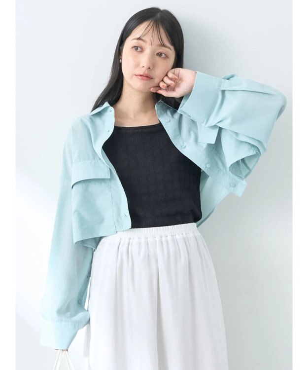 earth music&ecology ビッグポケットショートシャツ Mint Green