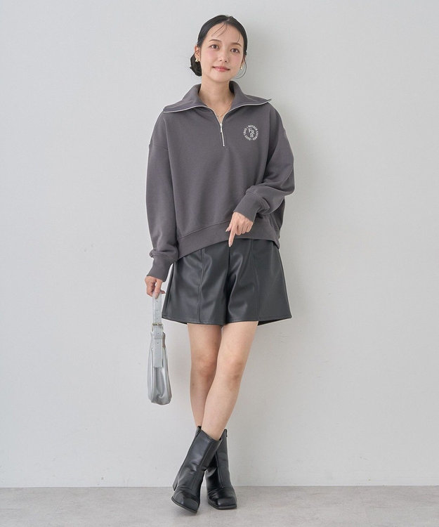 earth music&ecology ハーフＺＩＰプルオーバー Charcoal Gray