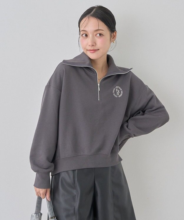 earth music&ecology ハーフＺＩＰプルオーバー Charcoal Gray