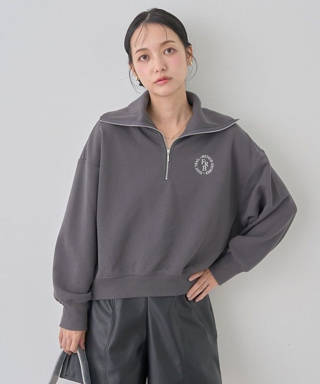 earth music&ecology ハーフＺＩＰプルオーバー Charcoal Gray