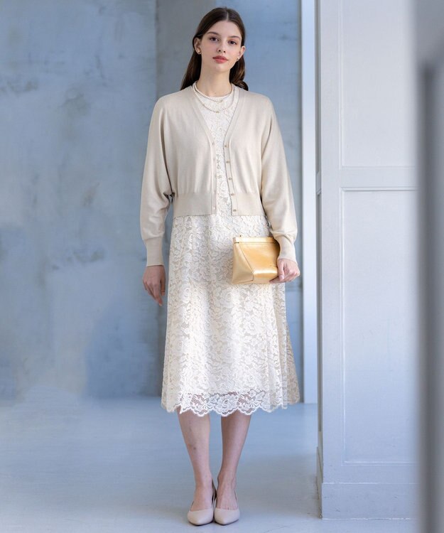 23区 S 【APPLAUDIR】コンパクト ドルマンスリーブ ラメカーディガン シャンパン