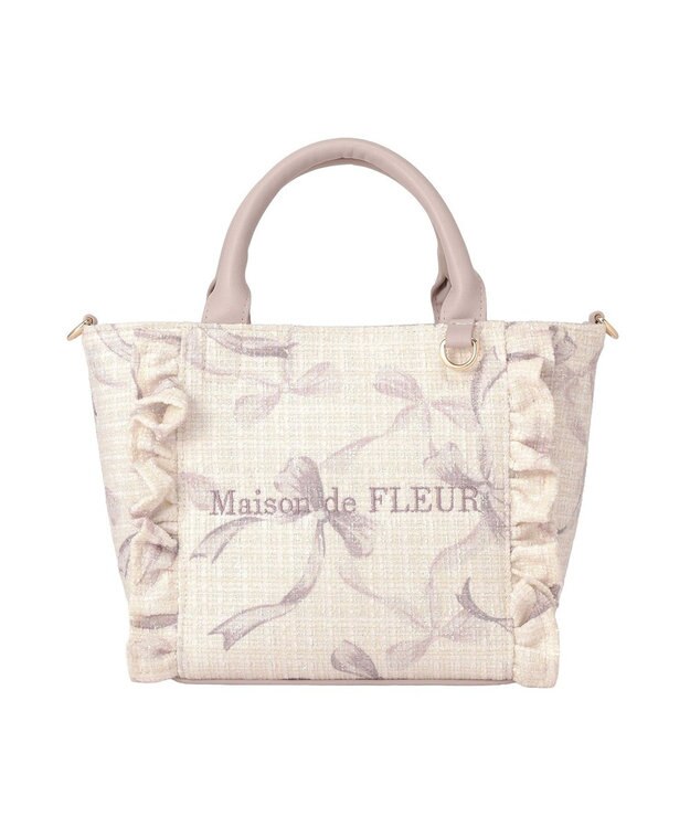 Maison de FLEUR ツイードリボンプリント2WayバッグS Pink