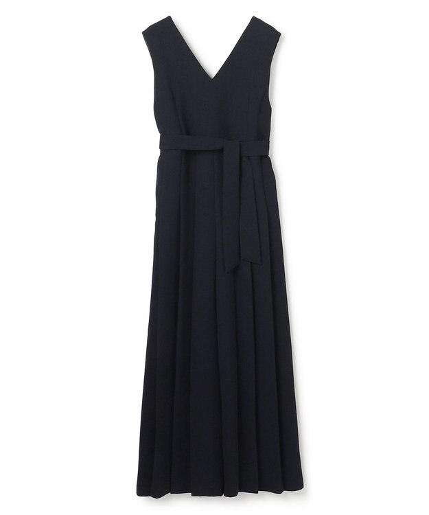 uncrave ウォッシャブルダブルクロス プリーツオールインワン ネイビー