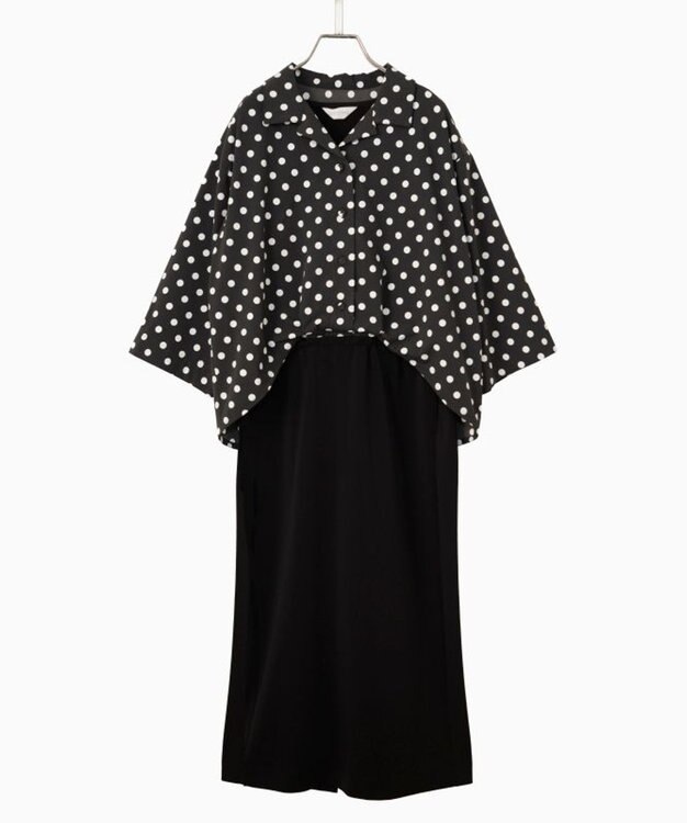 FORFORMO 【洗える/UVカット】Layered Shirt One-piece レイヤードシャツワンピース プリントブラック