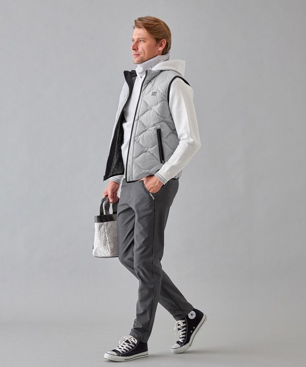 23区GOLF 両面使える【MEN】リバーシブル ダウンベスト ライトグレー系