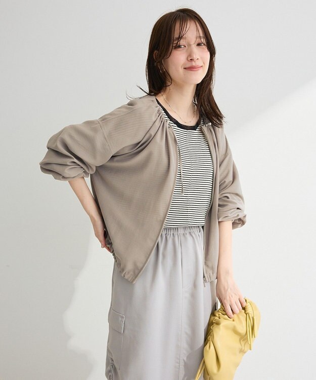 Green Parks ドロストネックシアーブルゾン Gray Beige