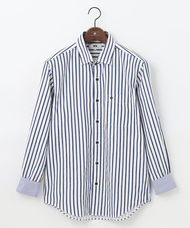 JOSEPH ABBOUD 【キングサイズ・吸水速乾・イージーケア】ソアロンストライプシャツ サックスブルー系1