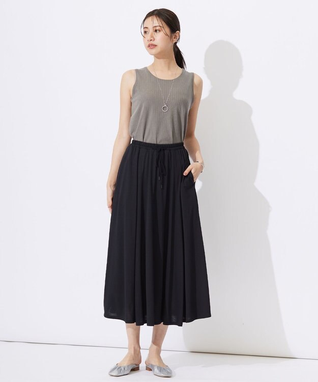 J.PRESS LADIES L ワイドリブジャージー ノースリーブ カットソー モカ系