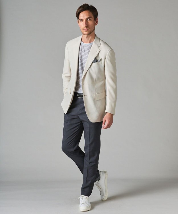 GOTAIRIKU NEW【麻混の清涼感】ノルマンディーリネン ボーダーTシャツ ネイビー系2