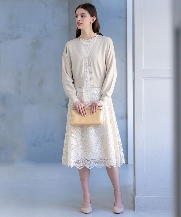 23区 S 【APPLAUDIR】コンパクト ドルマンスリーブ ラメカーディガン シャンパン