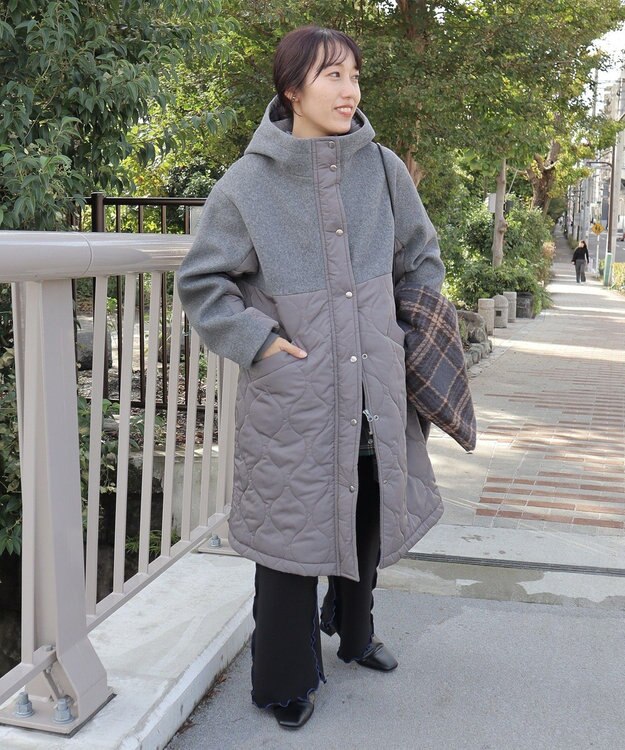 CRAFT STANDARD BOUTIQUE キルト切替フードコート Gray