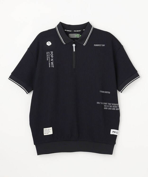 PW CIRCULUS 【WOMEN】ワッフルハーフジップポロ 2026年モデル ゴルフウェア レディース ブラック系