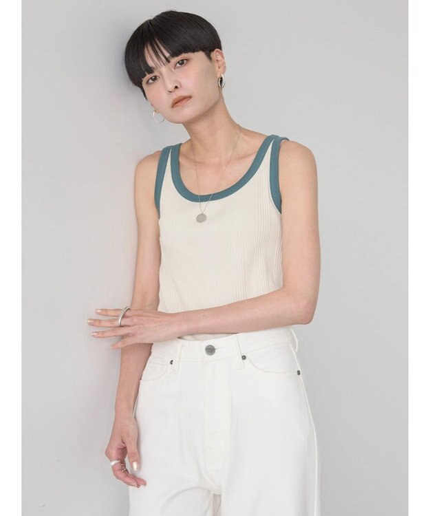 AMERICAN HOLIC バイカラーテレコタンクトップ Ivory