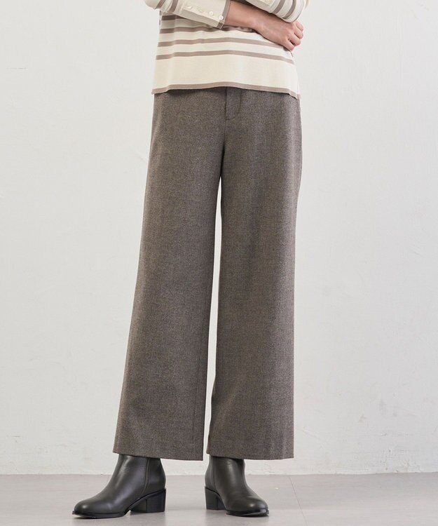 J.PRESS LADIES L チェルビック セミワイド パンツ ブラウン系