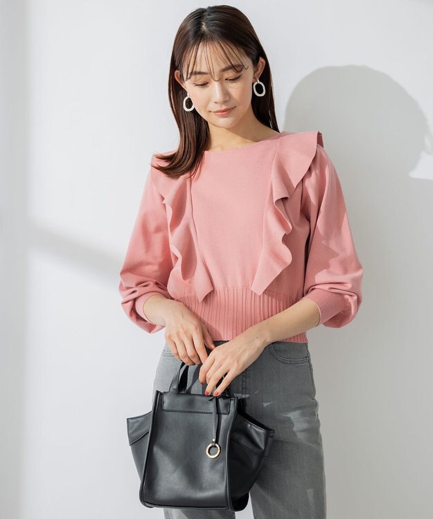 組曲 【洗える】Elenaラッフル ニット ピンク系