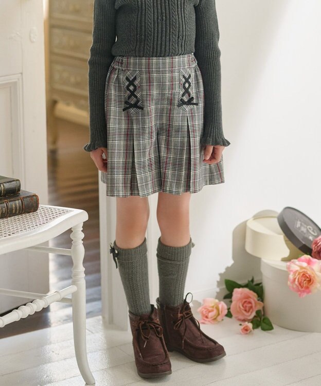 組曲 KIDS 【110-140㎝】グレンチェック キュロット モノトーン