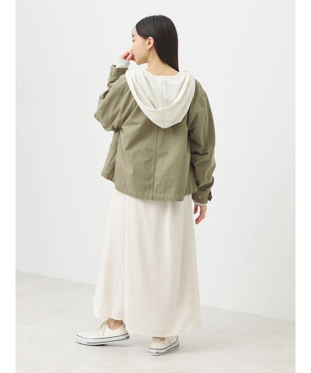 earth music&ecology パーカー付きミリタリーブルゾン Khaki