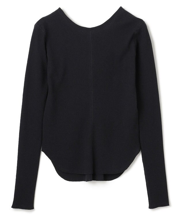 BEIGE， 【洗える】GLOBE / コットンリブ前後2WAYカットソー Black