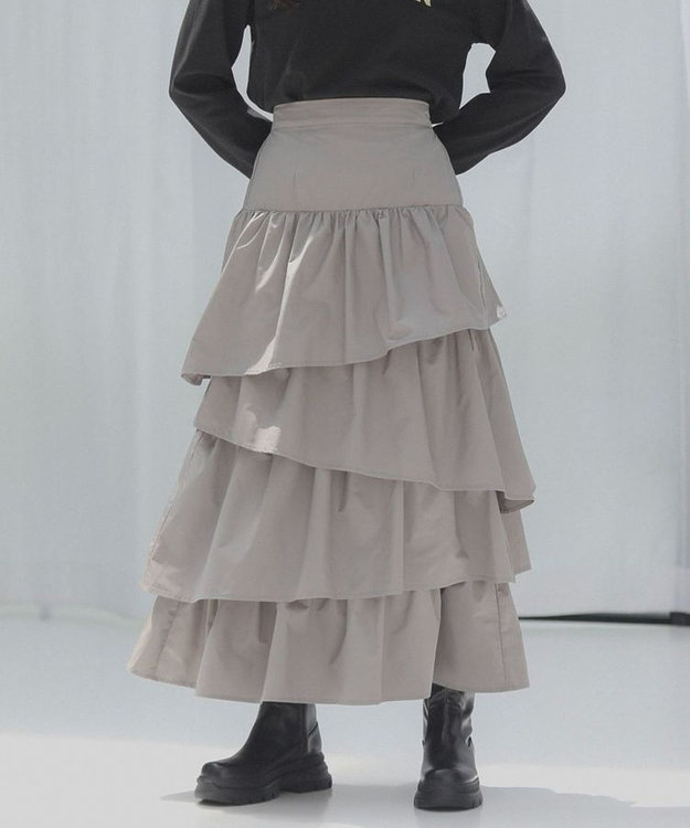 Green Parks ・ＥＬＥＮＣＡＲＥ　ＤＵＥ　ランダムティアードスカート Gray Beige