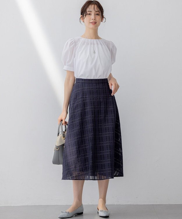 組曲 S ラメシアーチェック スカート ネイビー系3