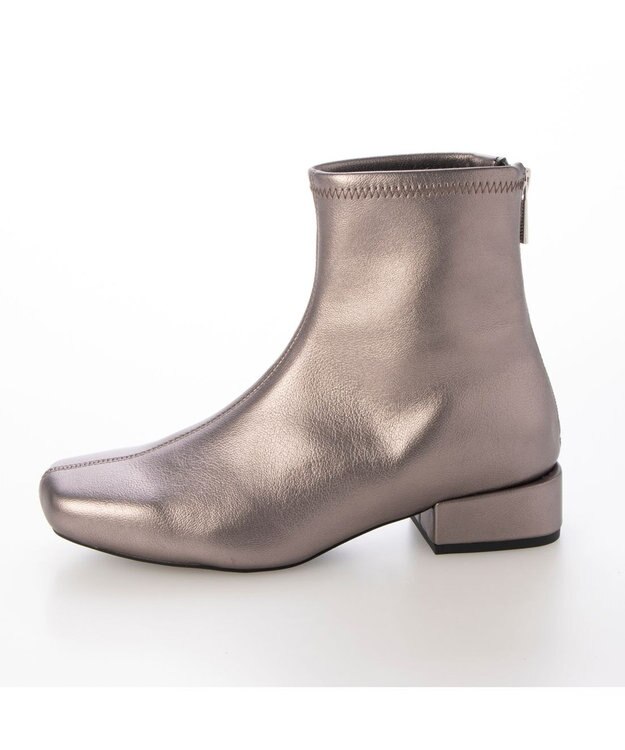 MODE ET JACOMO <carino>【レイン対応】スクエアトゥローヒールブーツ ダークシルバー