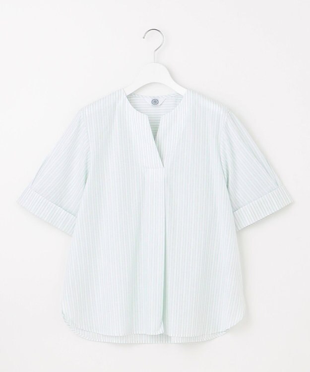 J.PRESS LADIES 【洗える】BEZ 空羽ストライプ クルーネック ブラウス ホワイト系