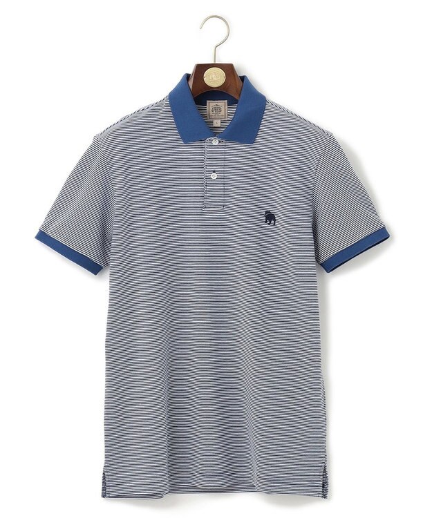 J.PRESS MEN 【大人気】アメリカンコットン鹿の子ボーダー バックブルポロシャツ ブルー系1