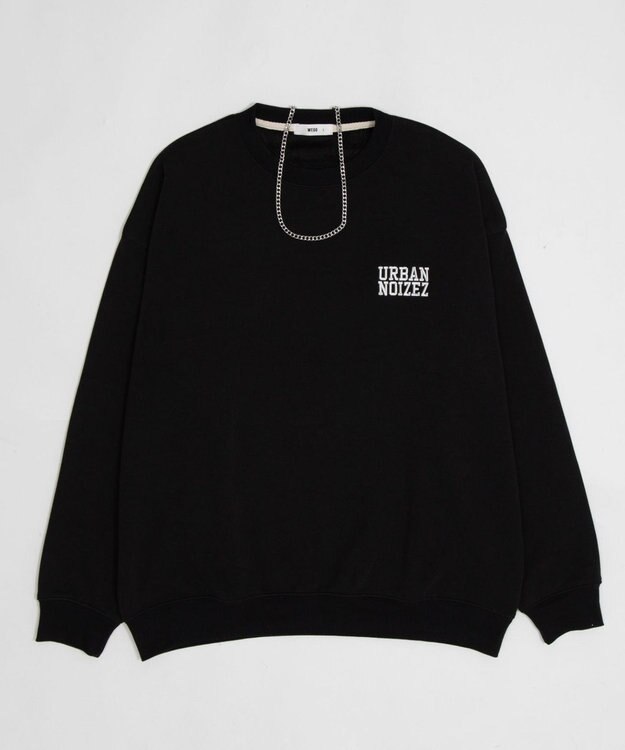 WEGO 【2点SET】アクセ付き裏シャギーグラフィックプルオーバー ブラック