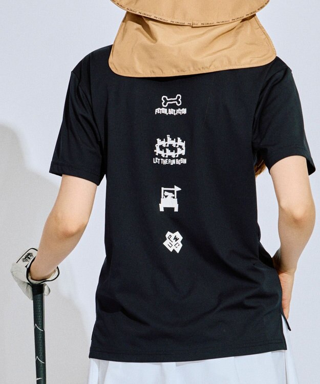 PW CIRCULUS 【吸水速乾 / UV遮蔽率96.3% UVカット / ストレッチ】【WOMEN】ポケットモックT ゴルフウェア レディース ブラック系