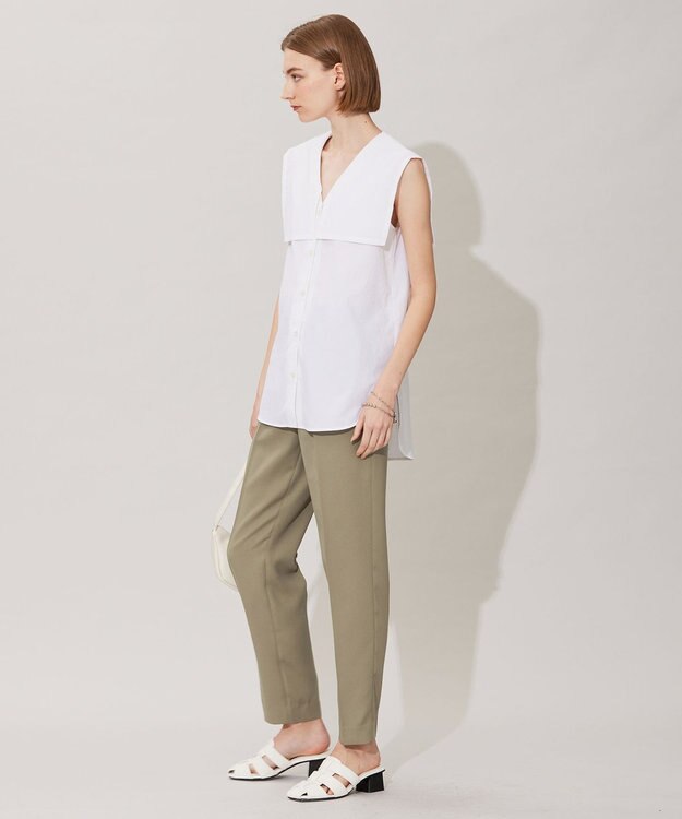 ICB L 【洗える】ヴィンテージスパンブロード ビックカラーブラウス オフホワイト系