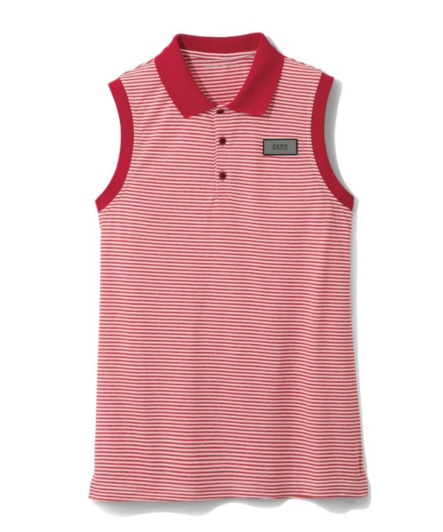 ZERO HALLIBURTON メランジ ボーダー ポロノースリーブ 82836 W4S4b レディースゴルフ レッド杢