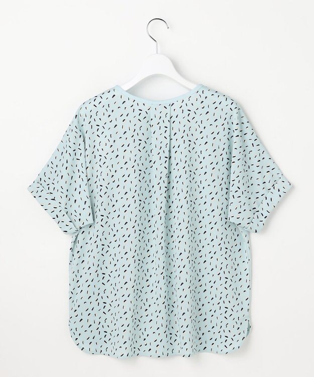 ANY SIS ジョーゼットフロントタック プルオーバー ライトブルー系幾何学柄