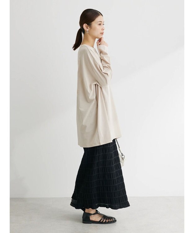 Green Parks シアーバックロゴチュニック Light Beige