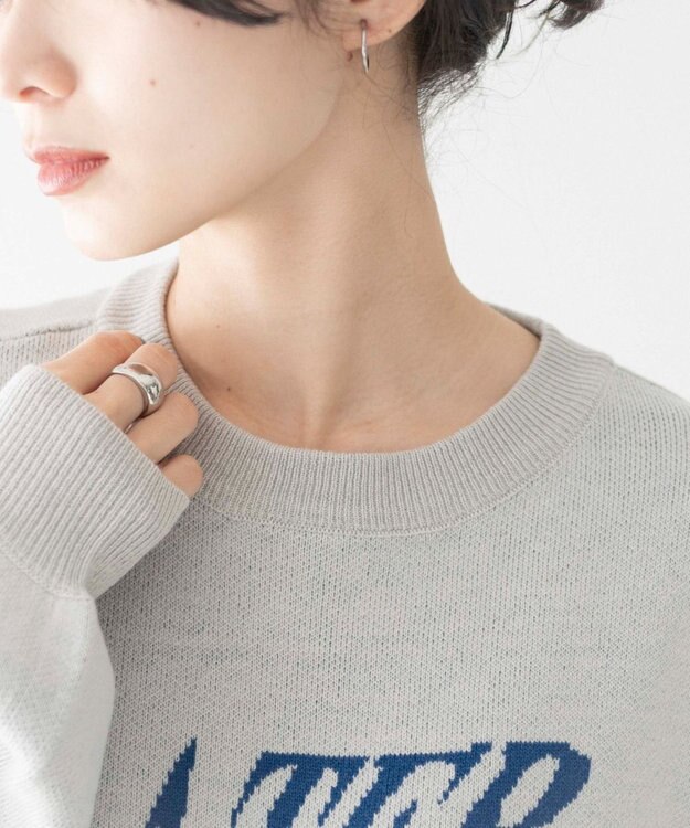 WEGO ウェーブロゴジャガードニットプルオーバー グレー