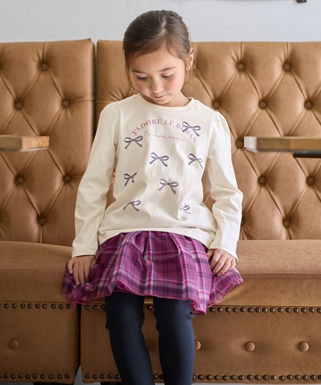 ANY KIDS 【WEB限定】7days プリント 長袖Tシャツ エクリュ×リボン