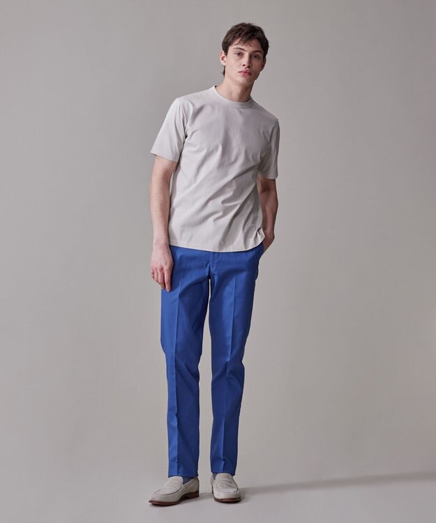 J.PRESS MEN シルクのような光沢感の上品Tシャツ【UVカット / 接触冷感 / 吸水速乾】【J.PRESS PREMIUM JERSEY】ポンチクルーネック Tシャツ ライトグレー系