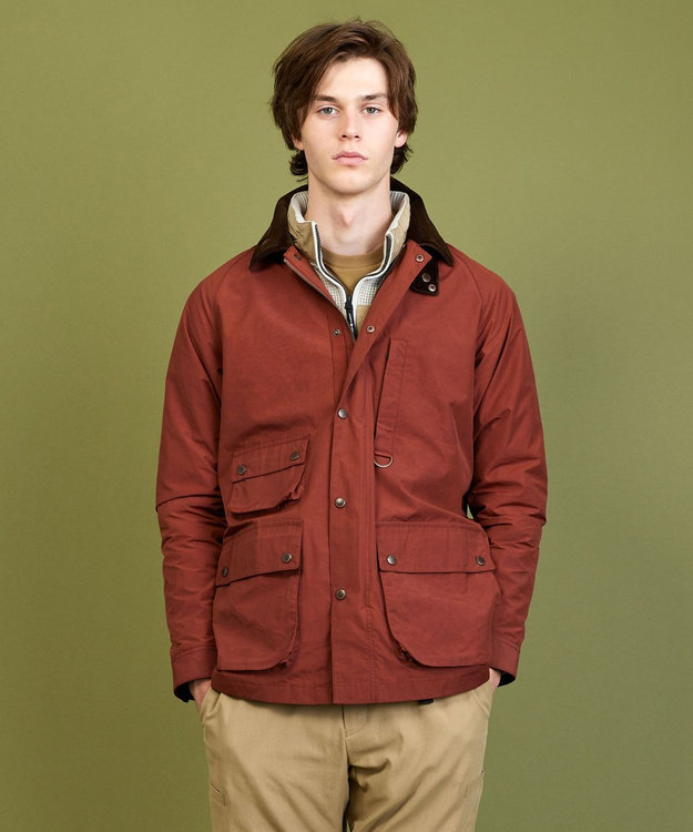 JOSEPH ABBOUD MOUNTAIN 【軽量/ワックスコーティング・テ―ム・ヤルビー氏コラボ】ワックスクロス プリント ブルゾン オレンジ系