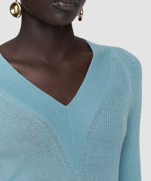 JOSEPH シアークレープ　ロングスリーブニット Chambray