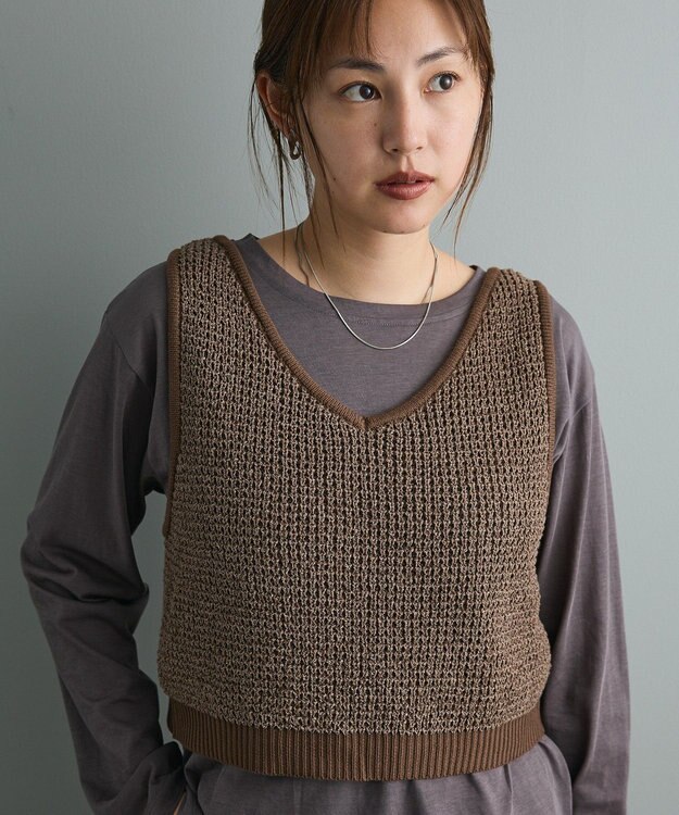 CRAFT STANDARD BOUTIQUE ワッフル編みニットベスト Brown