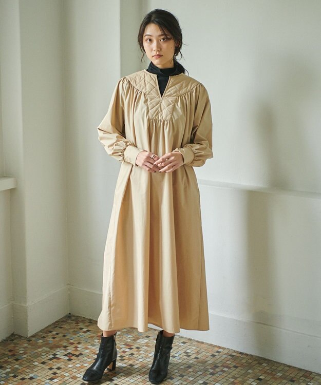 #Newans 【ANSWER for ほど甘トレンド】キルトカラーワンピース ベージュ系