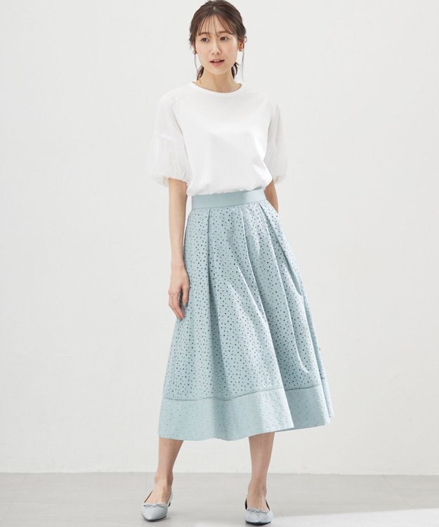 組曲 S エンブロイダリーレース スカート スモーキーミント系