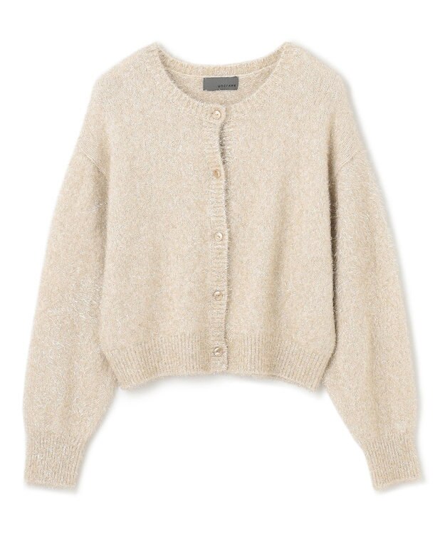 uncrave ラメ シャギー ニット カーディガン（uncrave STANDARD） ゴールド×ホワイト