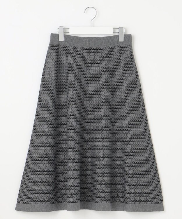 自由区 【WEB限定カラーあり・洗える】リバーシブルニット セットアップ(プルオーバー×フレアスカート) グレー×ブラック