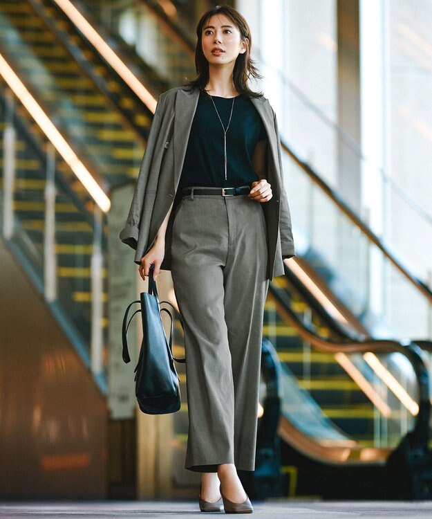 23区 S 【CLASSY.6月号掲載/洗える】リネンレーヨンストレッチ ワイドパンツ カーキ系