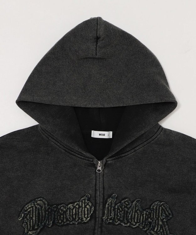 WEGO 【ユニセックス着用ITEM/MLサイズ展開】ショートグラフィックZIPパーカー ブラックその他