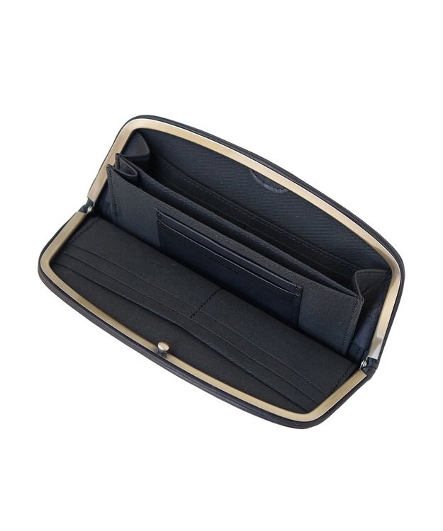 FOLNA RD ソフトレザーロング 天溝がま口 財布 ブラック