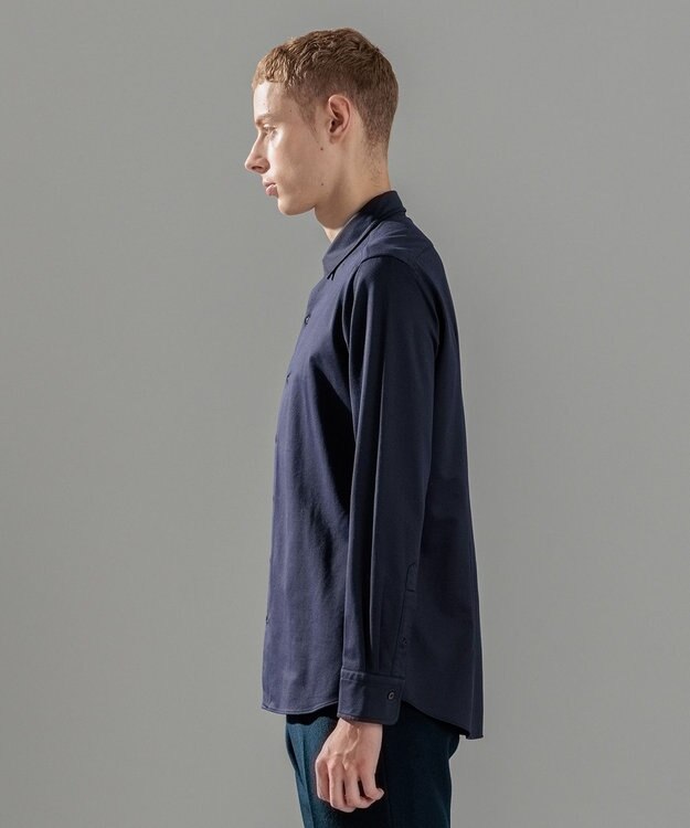 JOSEPH HOMME ツイルネルジャージー　レギュラーカラーシャツ ネイビー系