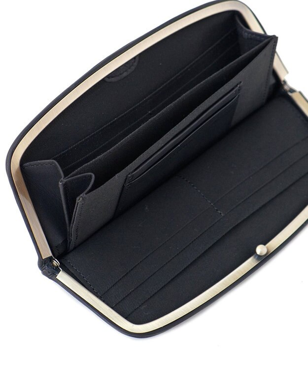 FOLNA RD ソフトレザーロング 天溝がま口 財布 ブラック